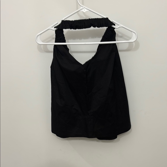 MONICA NERA Black Sleeveless Backless Ruched Tank Top - Picture 1 of 3
